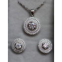 Round Radiant Pendant and Earrings Set