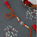 Circle Flower Silver Charm With Mauli