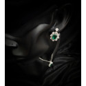 Elegant Oval Emerald Pendant and Earrings Set